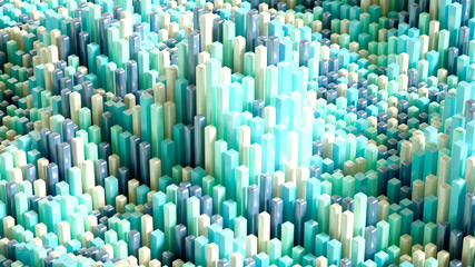 Obraz premium Techno high-tech background, geometry, cube, abstraction. 3d illustration, 3d rendering.