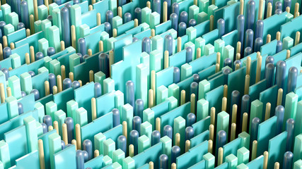 Obraz premium Techno high-tech background, geometry, cube, abstraction. 3d illustration, 3d rendering.