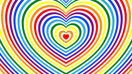 Fashion, abstract background with stripes heart shape. Bright colors of the rainbow for design, advertising, postcards, packaging.