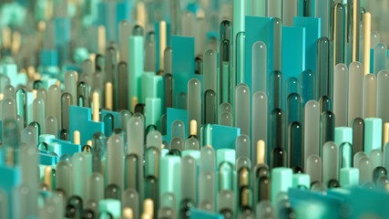 Obraz premium Techno high-tech background, geometry, cube, abstraction. 3d illustration, 3d rendering.