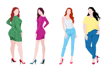 Obraz premium Slim and fat fashion women