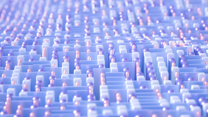 Obraz premium Techno high-tech background, geometry, cube, abstraction. 3d illustration, 3d rendering.