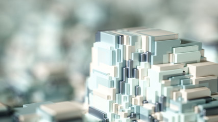 Techno high-tech background, geometry, cube, abstraction. 3d illustration, 3d rendering.