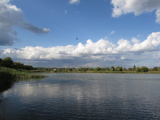 landscape with lake and clouds