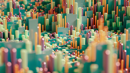 Techno high-tech background, geometry, cube, abstraction. 3d illustration, 3d rendering.