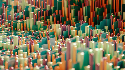 Obraz premium Techno high-tech background, geometry, cube, abstraction. 3d illustration, 3d rendering.