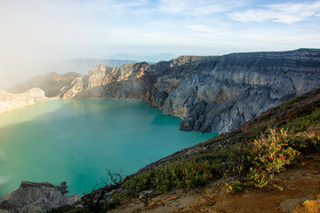 Morning light at Kawah Ijen in East Java,Indonesia.