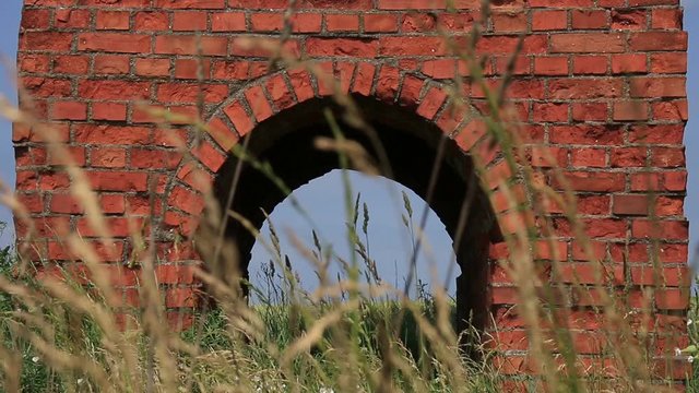 Close Up Of Hole In The Red Brick Chimney.