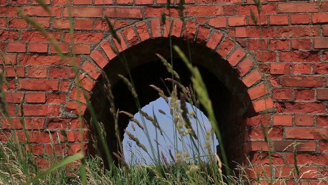 Close Up Of Hole In The Red Brick Chimney.
