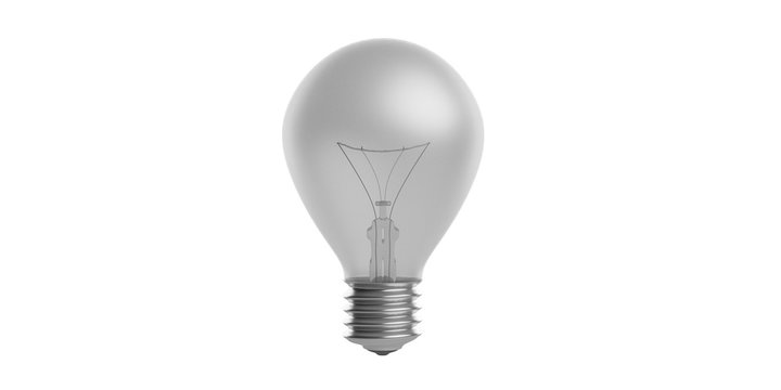 Lightbulb isolated clipping path, white background. 3d illustration,