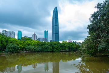 Shenzhen, China - August, 2019 : Cityscape of Shenzhen, China. Shenzhen is a major city in Guangdong Province, China.