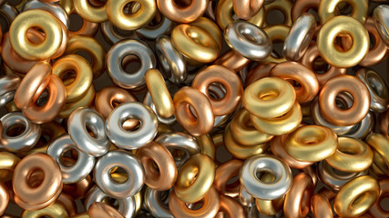 Metal background ring detail. 3d illustration, 3d rendering.