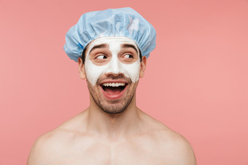 Beauty portrait of a handsome shirtless brunette man