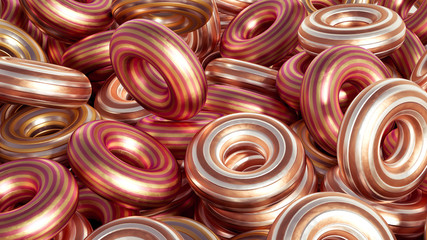 Metal background ring detail. 3d illustration, 3d rendering.