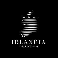 modern ireland map wave logo template designs vector illustration simple