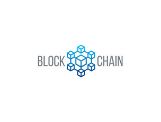 Block chain logo design. Modern technology logotype. Crypto currency vector Illustration.