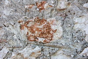 texture of concrete gray wall with large and small a stones