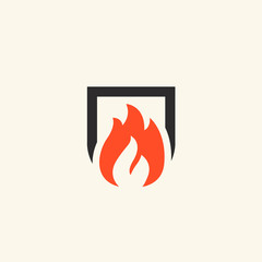 Fireplace icon. Flame illustration