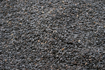 Black sesame seeds, background, top view