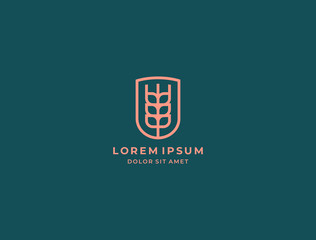 Ear vector logotype. Grain wheat logo design. Beer emblem.