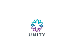 Fototapeta premium Unity sumbol. People logo design. Family care,social relationship,healthy people,happy kids,adoption child,education school,foundation community and medical clinic