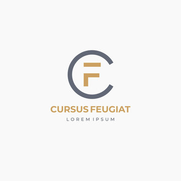 CF or FC. Monogram of Two letters C&F. Luxury, simple, minimal and elegant CF logo design. Vector illustration template.