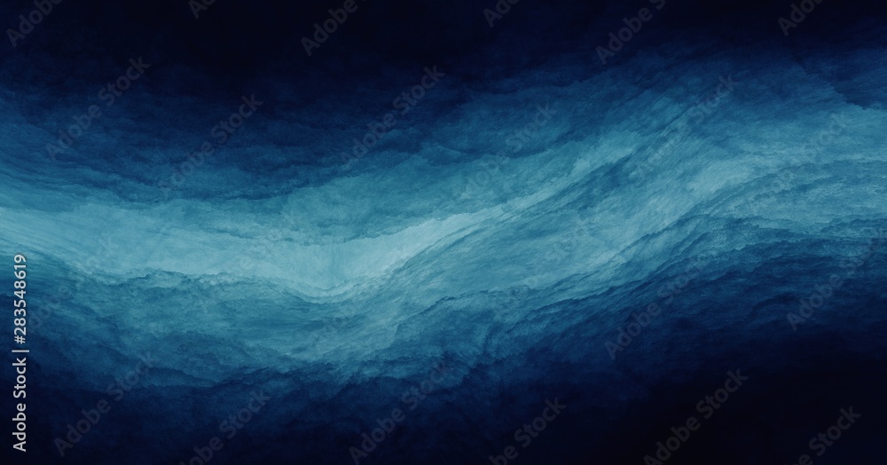 Poster abstract watercolor paint background with dark blue tone for background with space for mystery backg