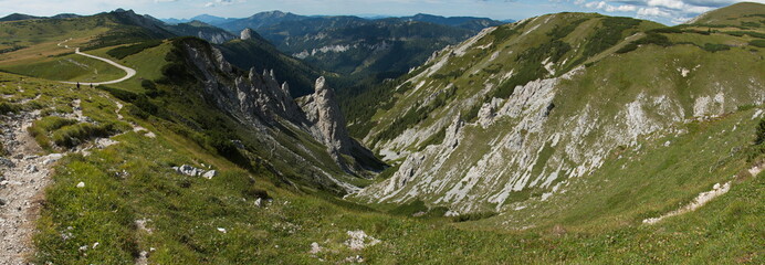 Fototapeta na wymiar Landscape at the trail to Lurgbauerhütte on Schneealpe in Lower Austria, Europe