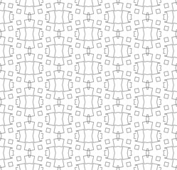 Simple lines, seamless kaleidoscope style abstract black & white B&W geometry pattern, isolated on white background.