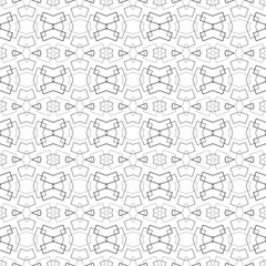 Obraz premium Simple lines, seamless kaleidoscope style abstract black & white B&W geometry pattern, isolated on white background.