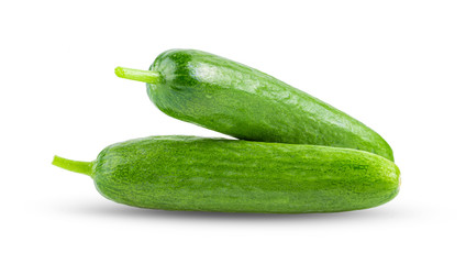 Two cucumbers on isolated white background