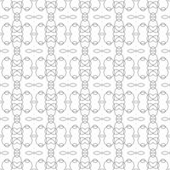 Simple lines, seamless kaleidoscope style abstract black & white B&W geometry pattern, isolated on white background.