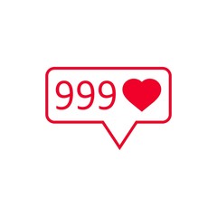 Flat design social network rating icon heart symbol.