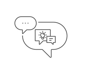 Idea lamp with Speech bubbles line icon. Chat bubble design. Communication sign. Light bulb symbol. Outline concept. Thin line idea lamp icon. Vector