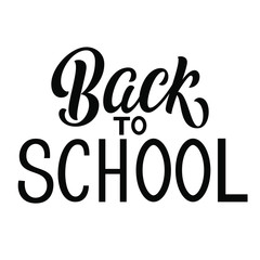 Back to school hand lettering, brush calligraphy isolated on white background. Vector type illustration.