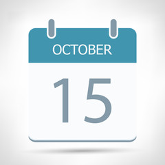 October 15 - Calendar Icon - Calendar flat design template