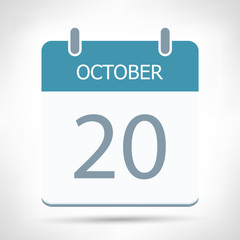 October 20 - Calendar Icon - Calendar flat design template