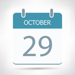 October 29 - Calendar Icon - Calendar flat design template