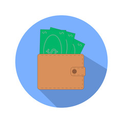 Wallet icon vector Money Icon vector. wallet with money icon flat