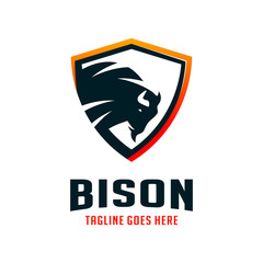 bison shield logo design template © idealis