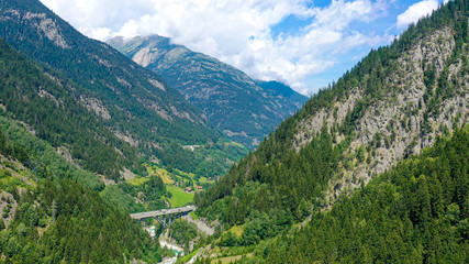 Beautiful valley in the Swiss Alps - Switzerland from above