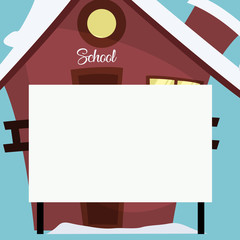 School timetable card with cartoon house theme