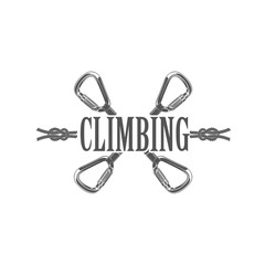 Vector logo concept. Rock climbing in summer and winter. Landscape, mountain, rock. Active lifestyle. Symbol emblem, element, print.