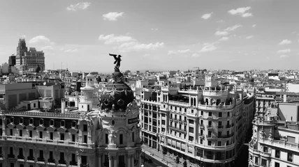Foto op Canvas Madrid cityscape - Panorama in black and white © Domingo