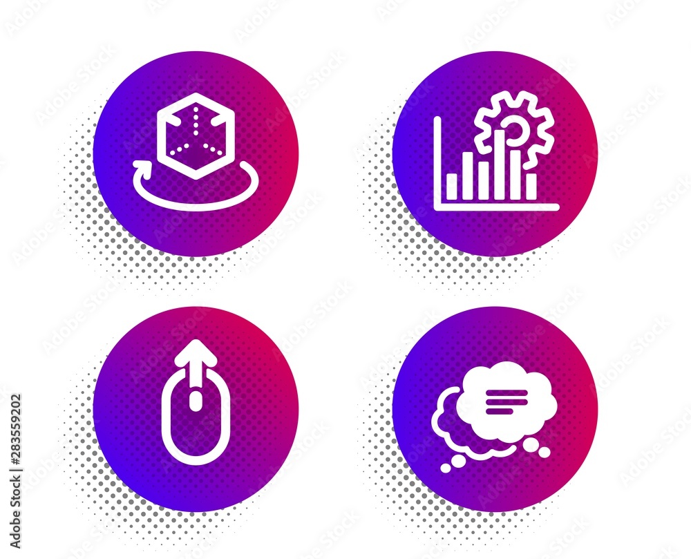Aufkleber seo graph, swipe up and augmented reality icons simple set. halftone dots button. text message sign.