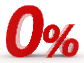 0 percent on white background illustration 3D rendering