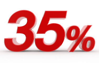 35 percent on white background illustration 3D rendering
