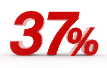 37 percent on white background illustration 3D rendering