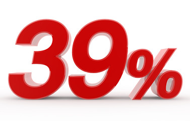 39 percent on white background illustration 3D rendering