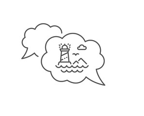 Lighthouse line icon. Chat bubble design. Beacon tower sign. Searchlight building symbol. Outline concept. Thin line lighthouse icon. Vector